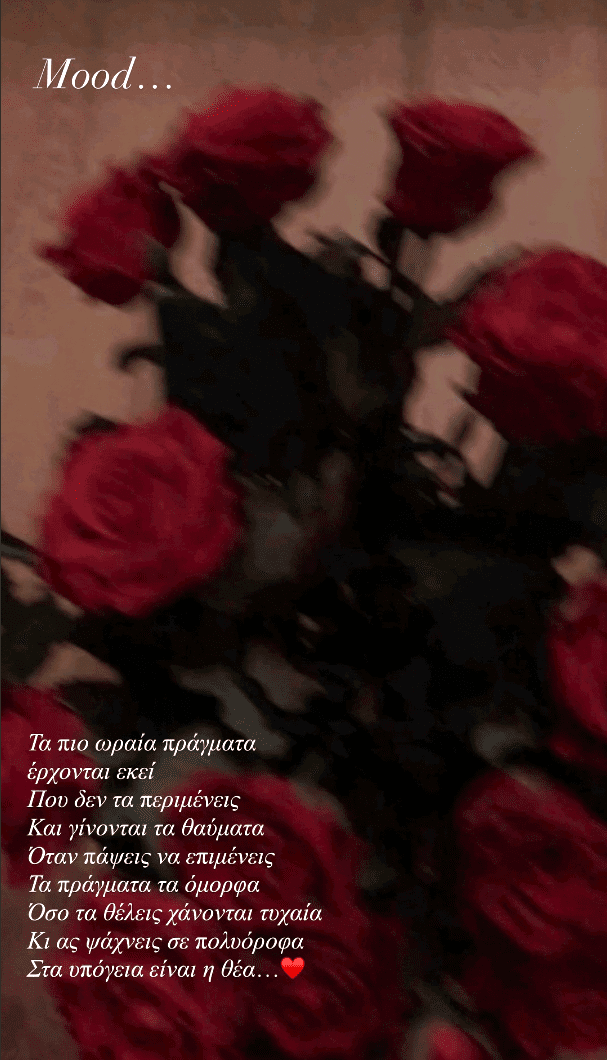 Η Κατερίνα Καινούργιου δημοσίευσε μια ρομαντική φωτογραφία με τριαντάφυλλα στο Instagram.